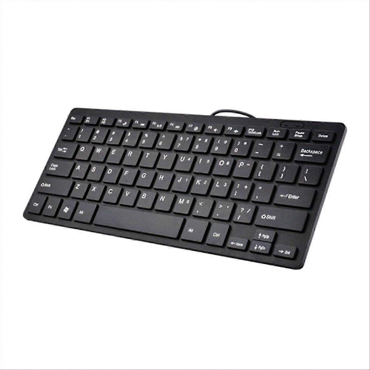 Compact USB Wired Keyboard - Ultra-Thin Black Keyboard