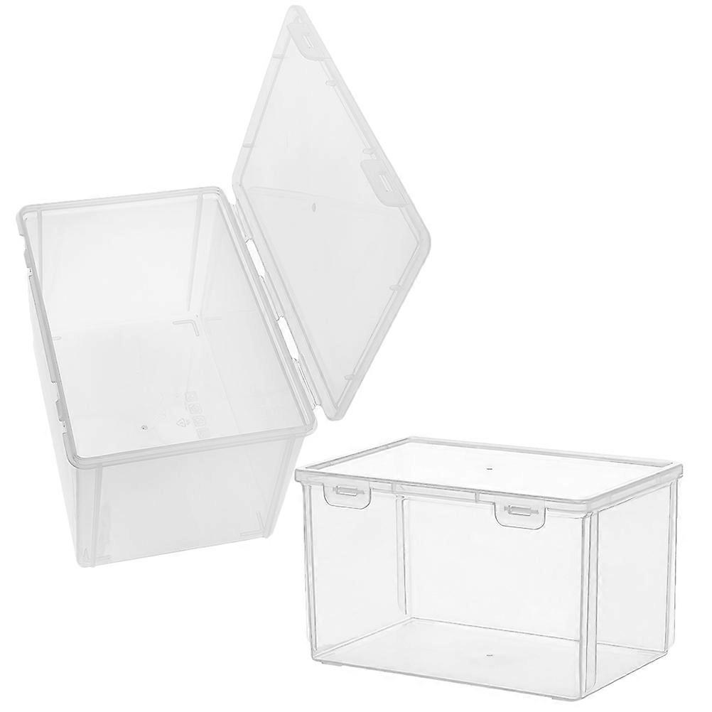 Bread Storage Container Flip Top for Kitchen Use 2Pcs Plastic Transparent Box