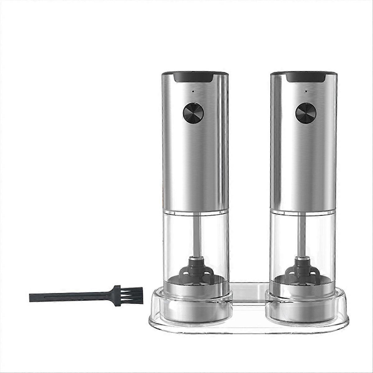 Electric Salt and Pepper Grinder Set with Base Automatic Peppercorn