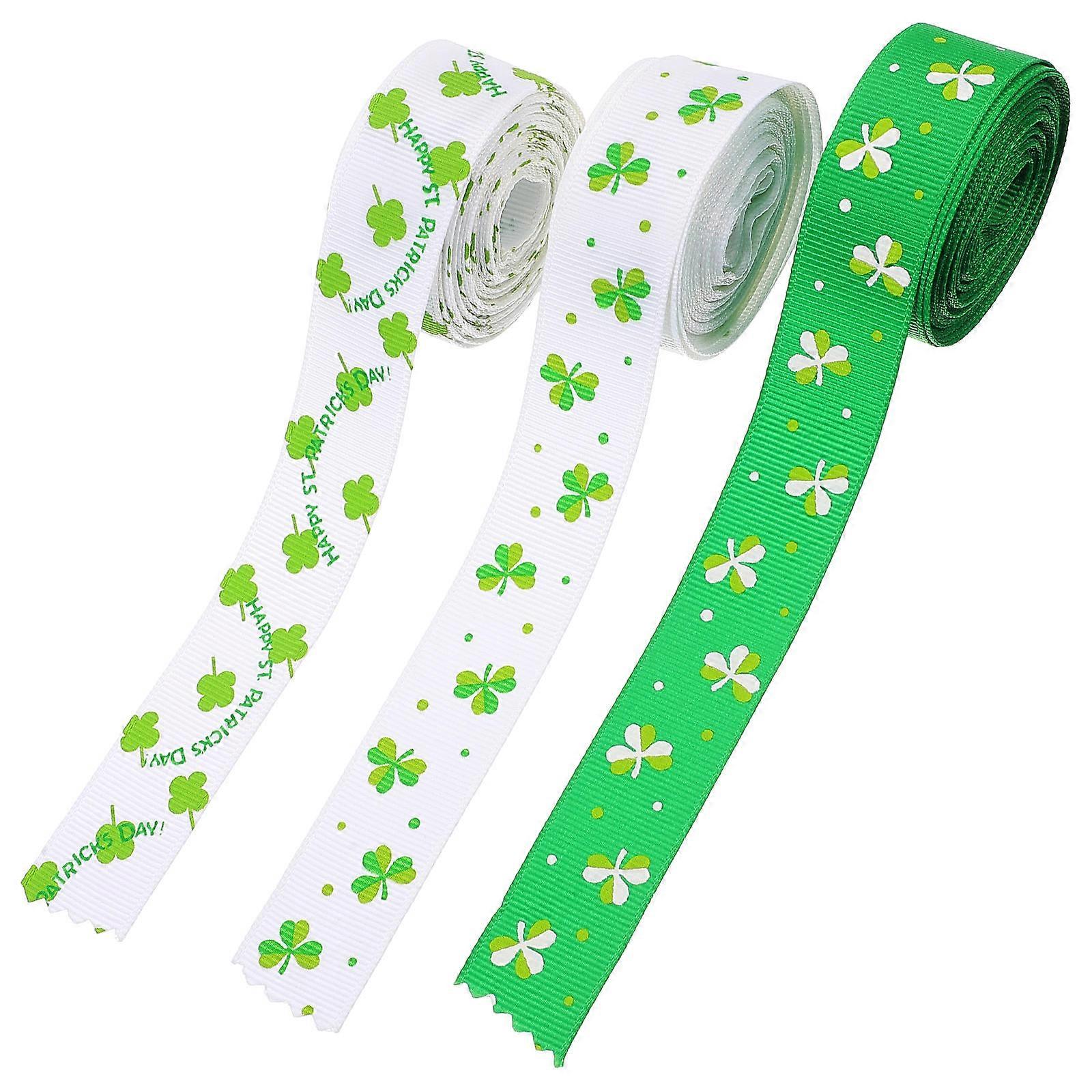 St Patrick's Day Ribbon for Decoration Four Leaf 3 Rolls Pack