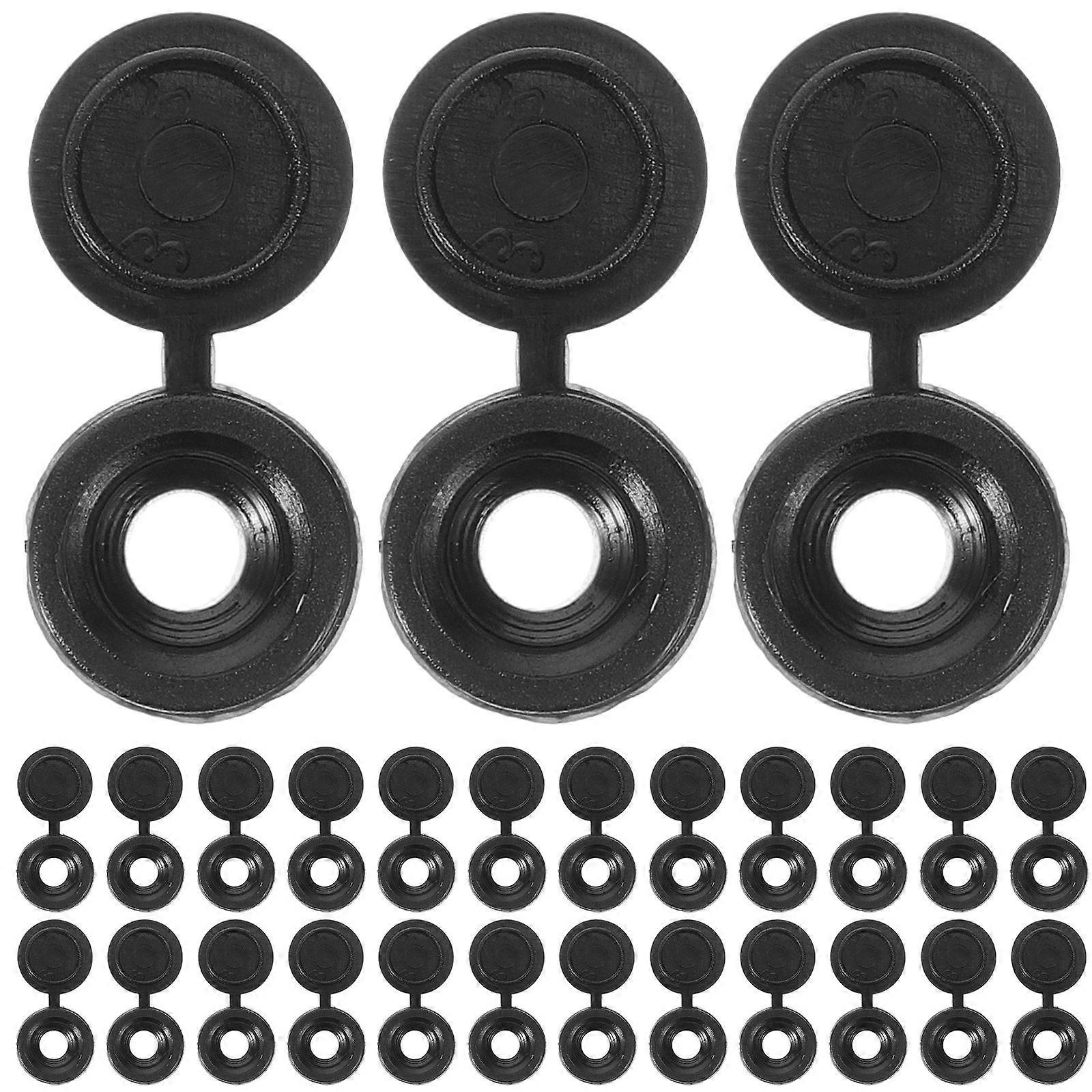 Screw Cap Hinged Screw Cover Cap for Protection Use 100Pcs Black Plastic