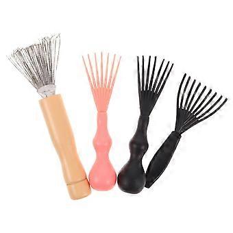 4pcs Comb Cleaner Rake: Hair Brush Cleaning Tool Accessory With Ergonomic Handle - Mini Rake Design Hairbrush Cleaner For Salon And Daily Use