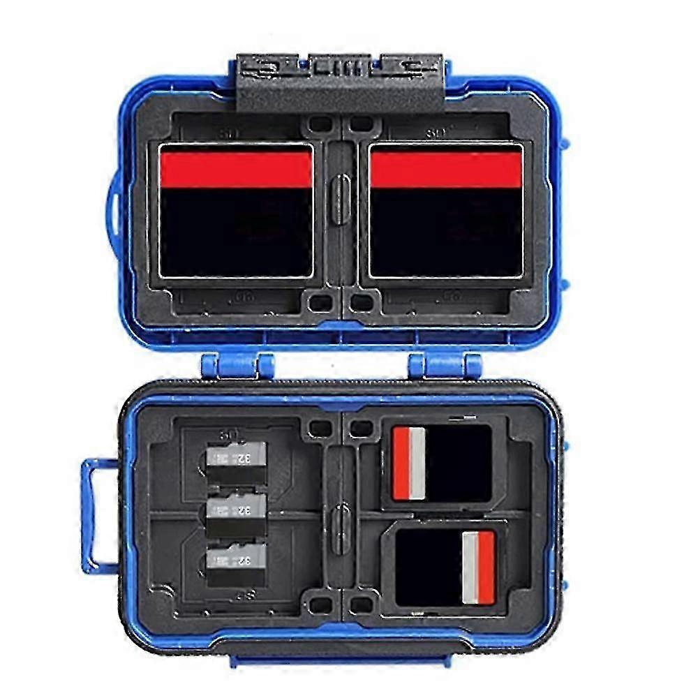 Blue Waterproof Anti-shock Memory Card Hard Case Compact Camera Storage