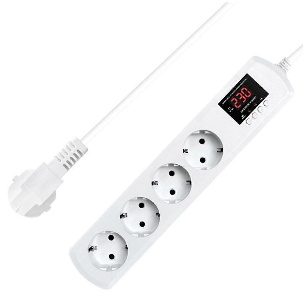 EU Socket 4 AC Outlets Automatic Voltage Current Protector 220V Adjustable 16A Power Protector Wall