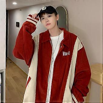 Vintage contrasting corduroy baseball jersey men's spring and autumn ins American trendy brand loose couple casual jacket