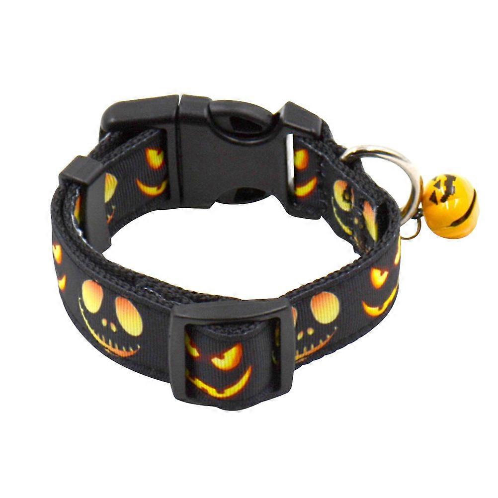 3Pcs Halloween Dog Collars with Bell Adjustable Pumpkin Lamp Pattern