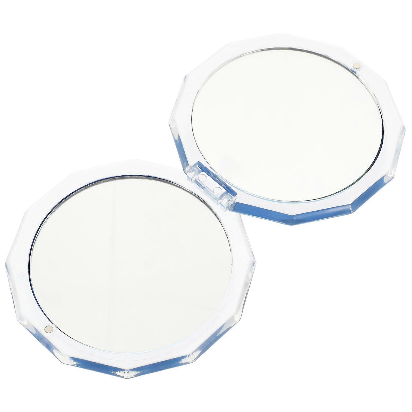 Makeup Mini Mirror Portable Folding Magnifying Mirror for Makeup Blue