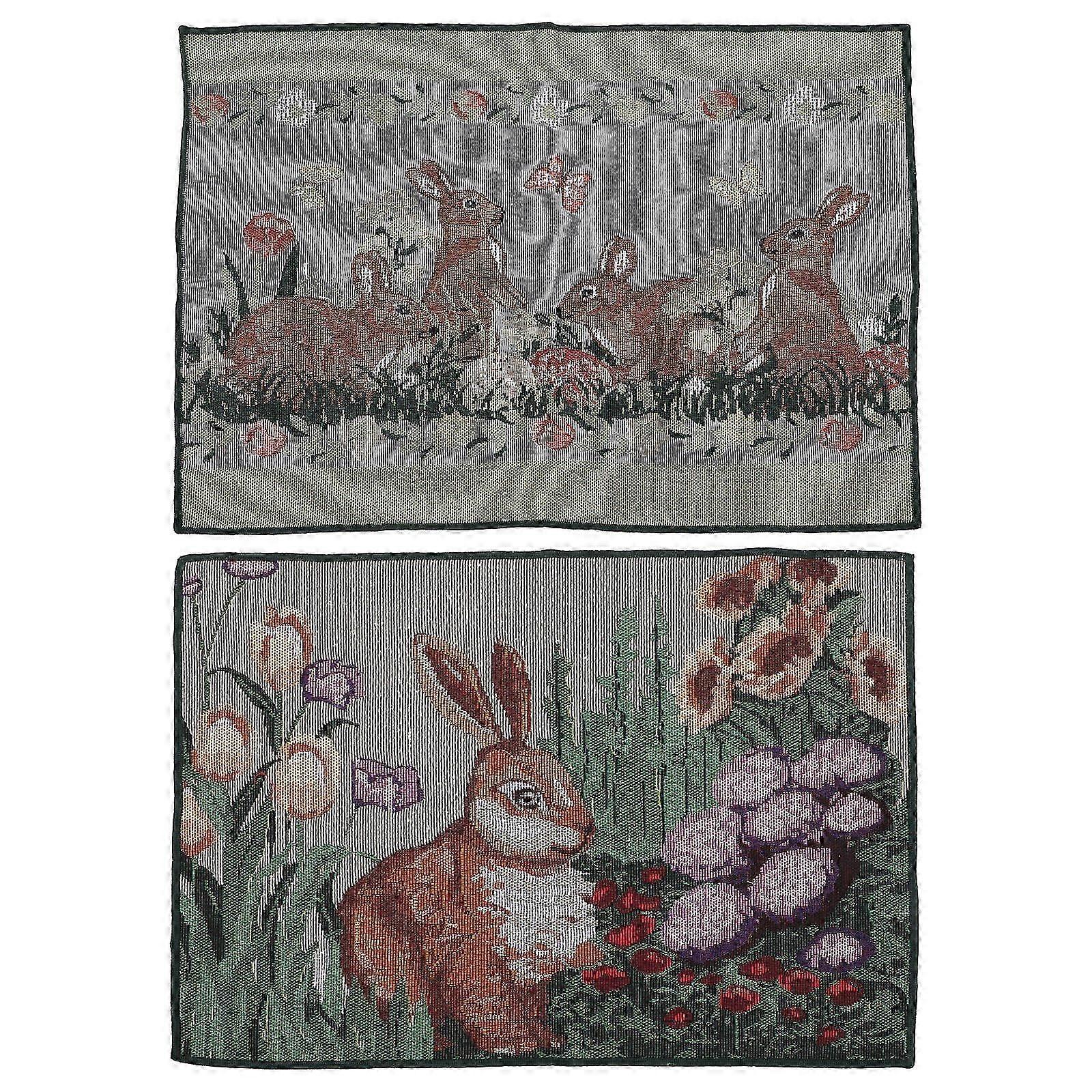 Easter Pattern Table Mat Polyester Table Mat for Decor 2Pcs Set