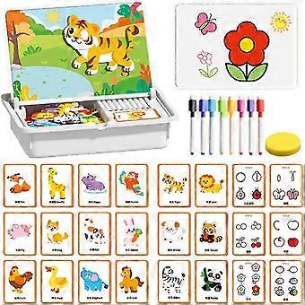 Magnetic Face Dress-Up Puzzle Toy, Double-Sided Educational Travel Game for Kids 1-12, Zoo Theme, Compatible with Fridge