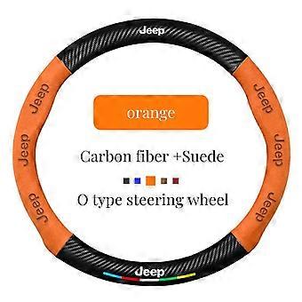 Car Suede Carbon Fiber Steering Wheel Cover For Jeep Wrangler Grand Cherokee Renegade Compass Gladiator Liberty Patriot Wagoneer