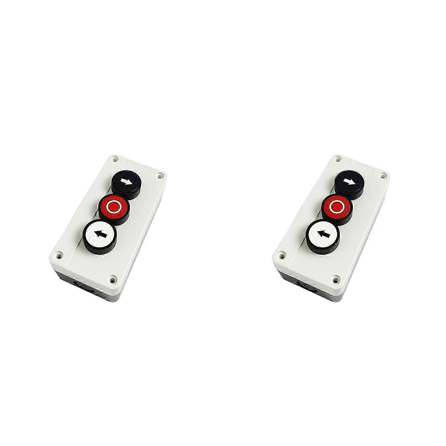 2X Waterproof Three Hole Push Button Switch Box 2NO 1NC, Left-Right Stop Electrical Control Station