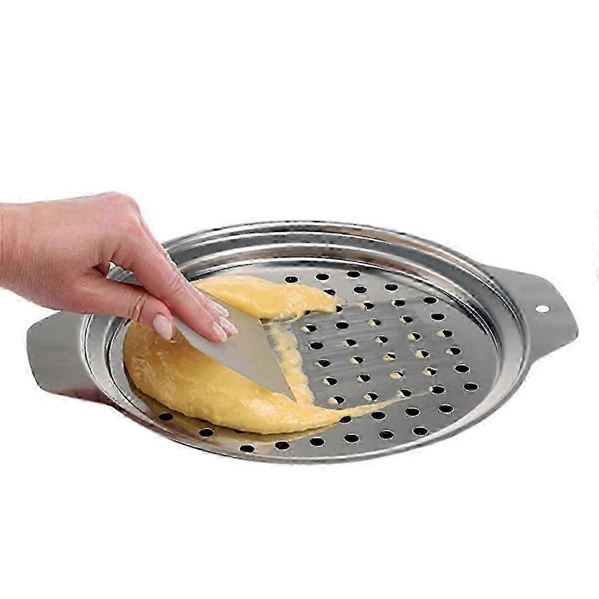Spaetzle strainer with scraper for homemade noodles