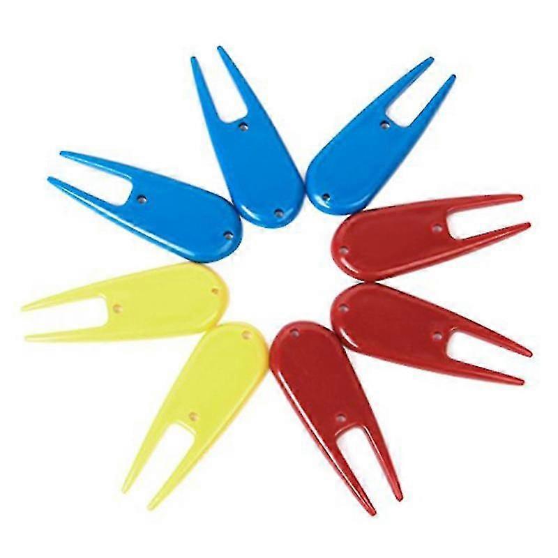 8pcs Plastic Accessory Divot Tool (yellow red blue)