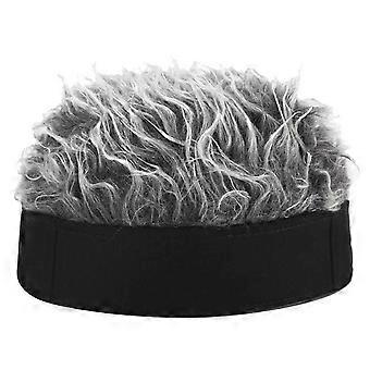 Adult Brimless Hats Baseball Cap Women Hairy Sports Hat Knitted Wig Hat W/ Wigs Man Hip Hop Headband Black+Blue