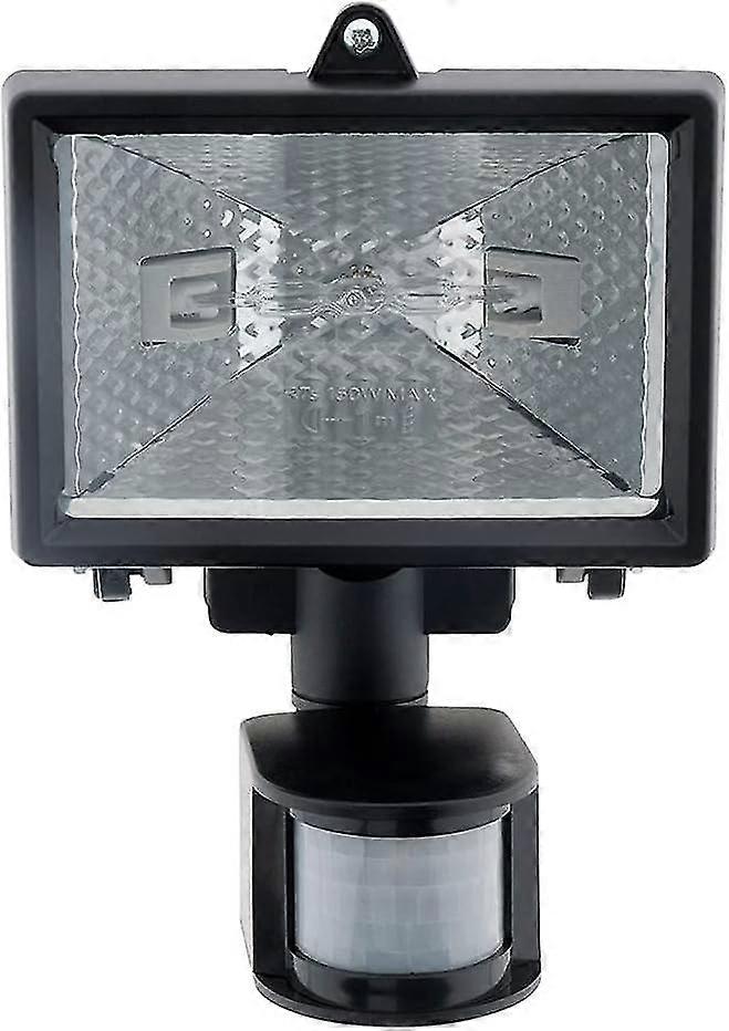 150W black halogen floodlight with sensor