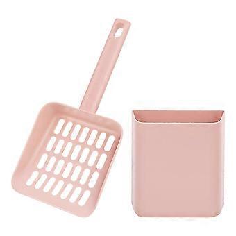 Cat Litter Scoop for Pet Use with Holder 1Set Durable ABS Pink DU