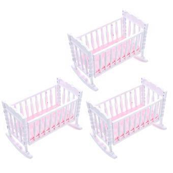 White Plastic Doll Cradle Toy Set of 3 for Pretend Play Use