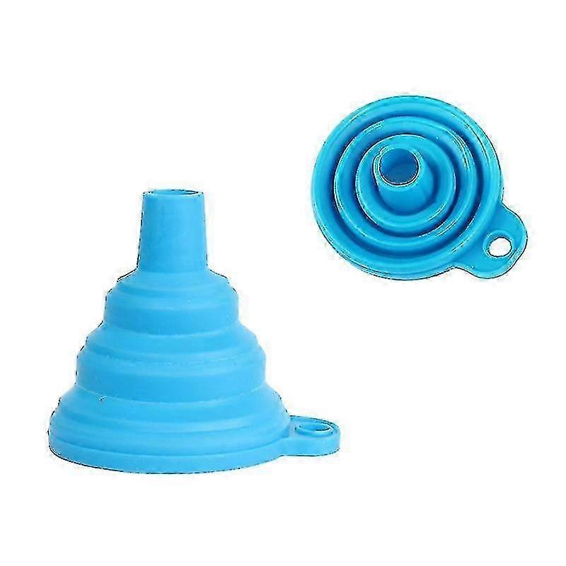 Silicone Collapsible Funnel , Kitchen Gadgets Foldable Funnel Compatib2pcs-blue