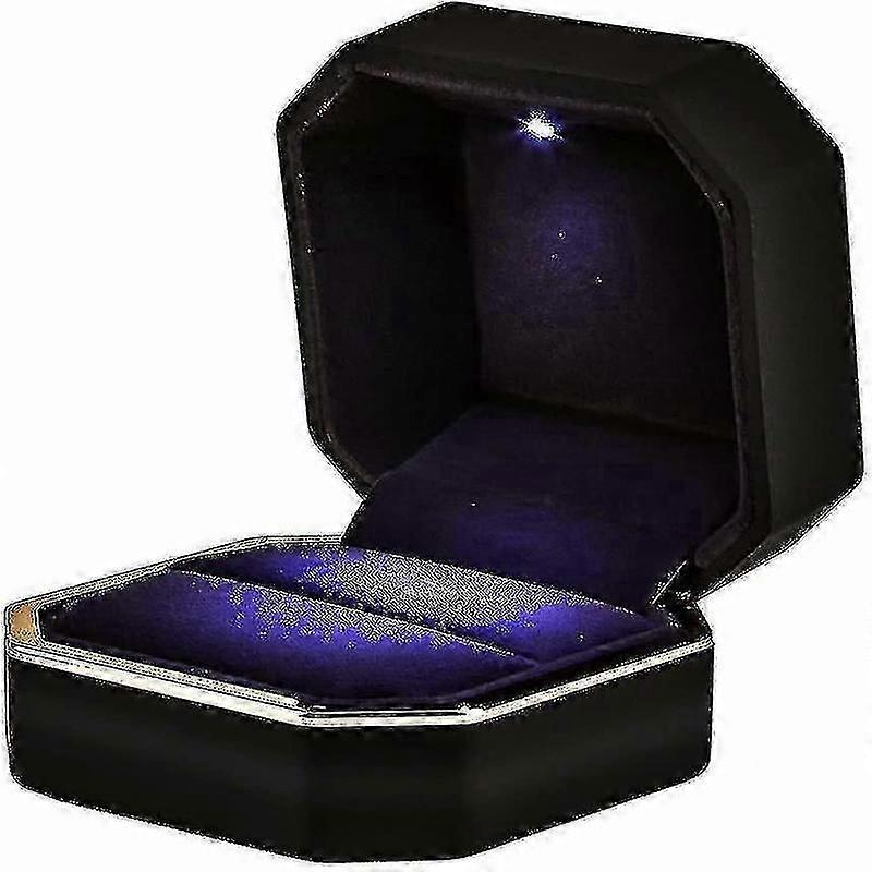 wedding ring box with LED light square and velvet