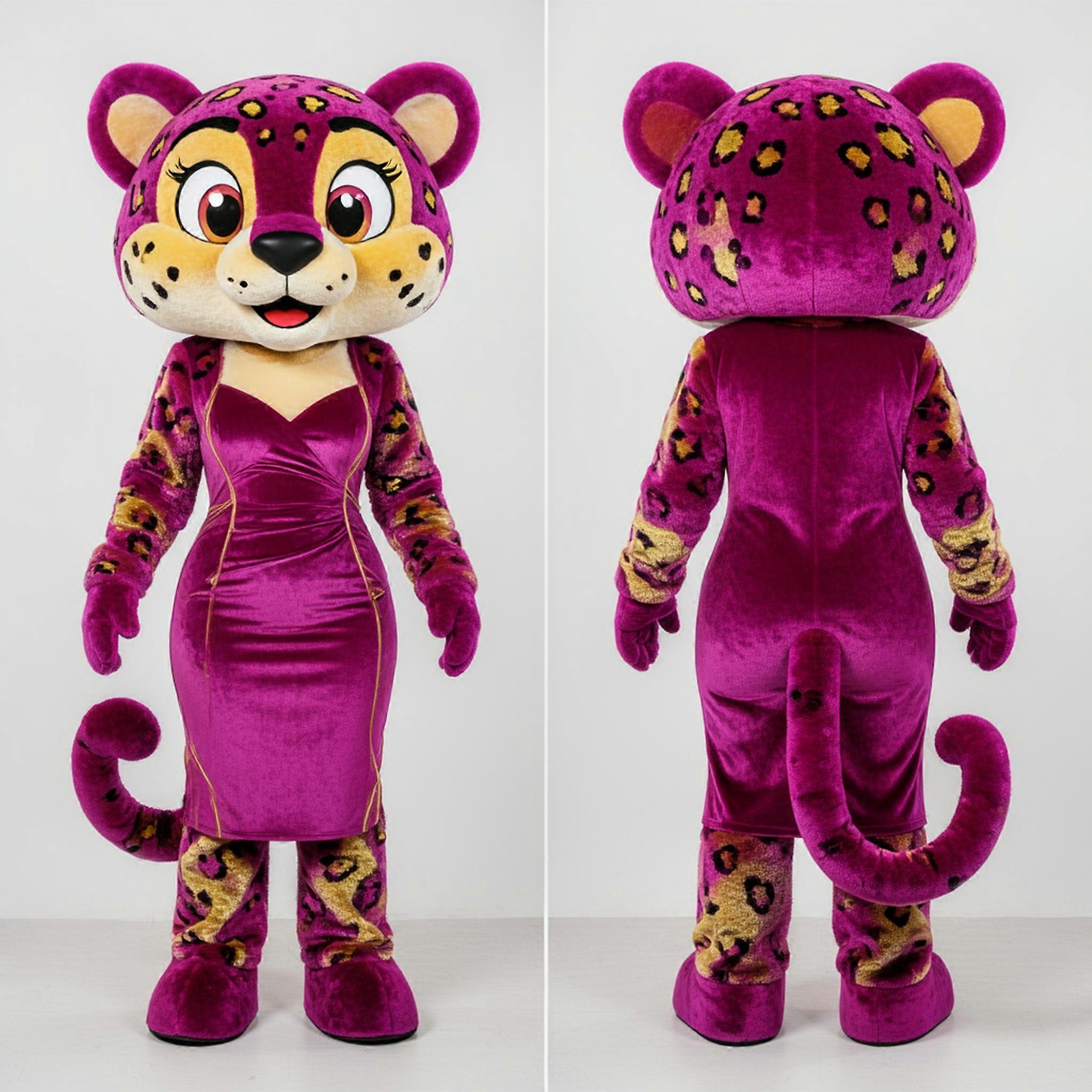 MASTICOT Magenta Broad Shouldered Cheetah Mascot
