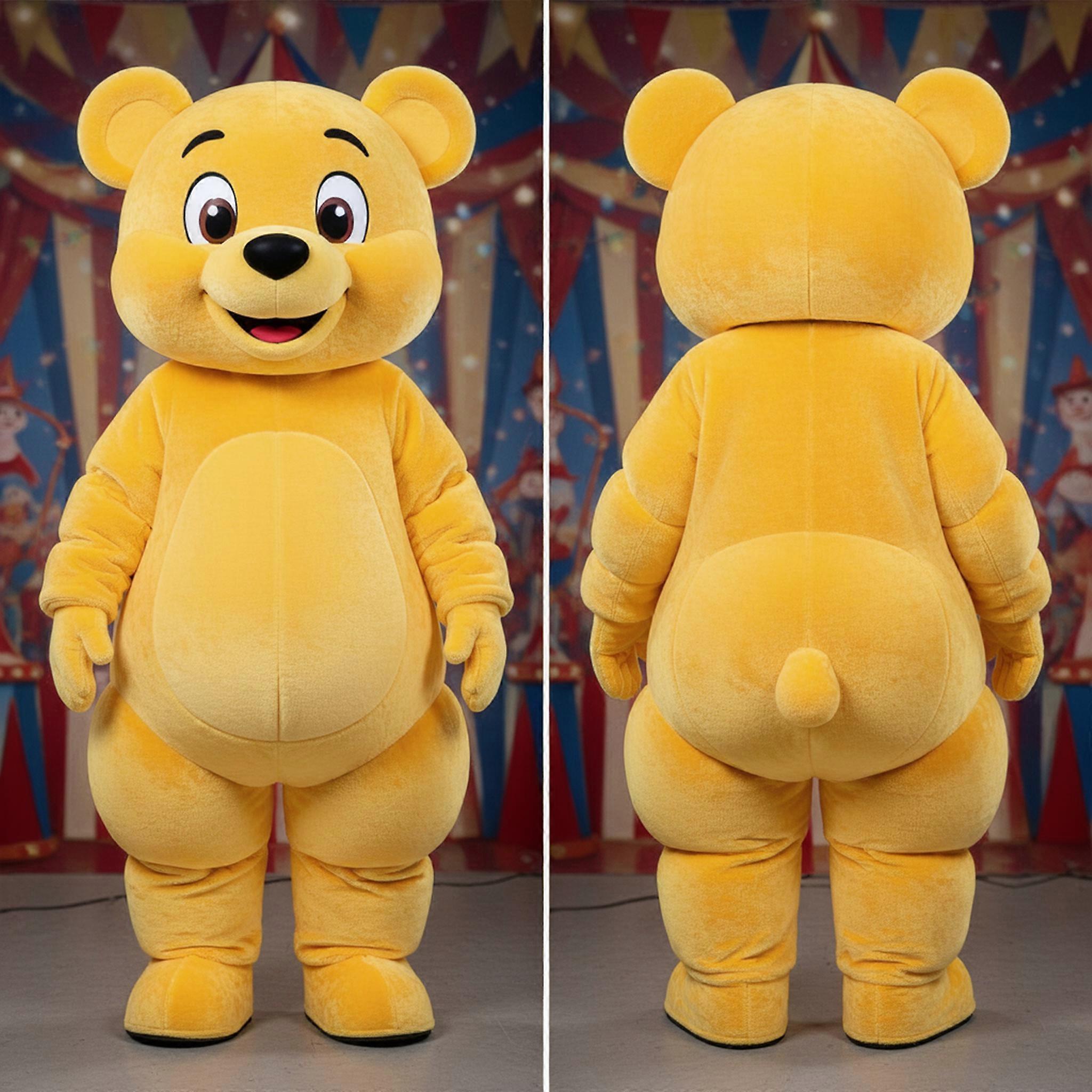 MASTICOT Bright Yellow Cartoon Bear Mascot