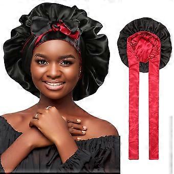 Silk Bonnet For Sleeping For Women,double Layer Large Satin Hair Wrap With Tie Band Night Cap