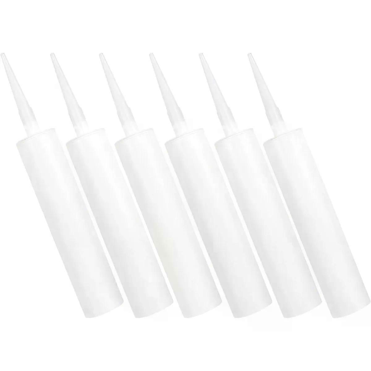 6pcs Refillable Sealant Caulk Tube Empty Plastic White