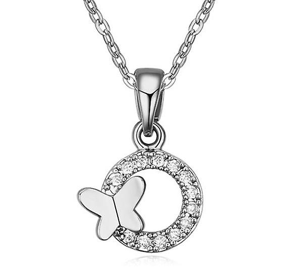 Women's Circle Silver Butterfly Feature Pendant Necklace Fashion Jewellery Girls Gift UK