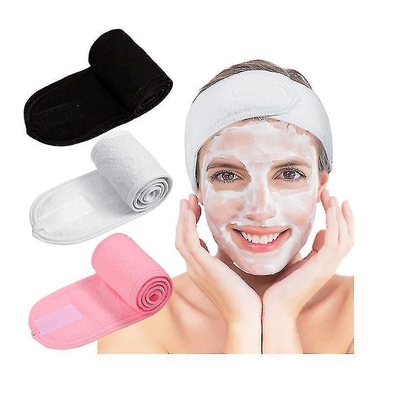 Spa Facial Headband Make Up Head Headband Adjustable Towel Face Washing,shower,facial Cover, 3 Piece