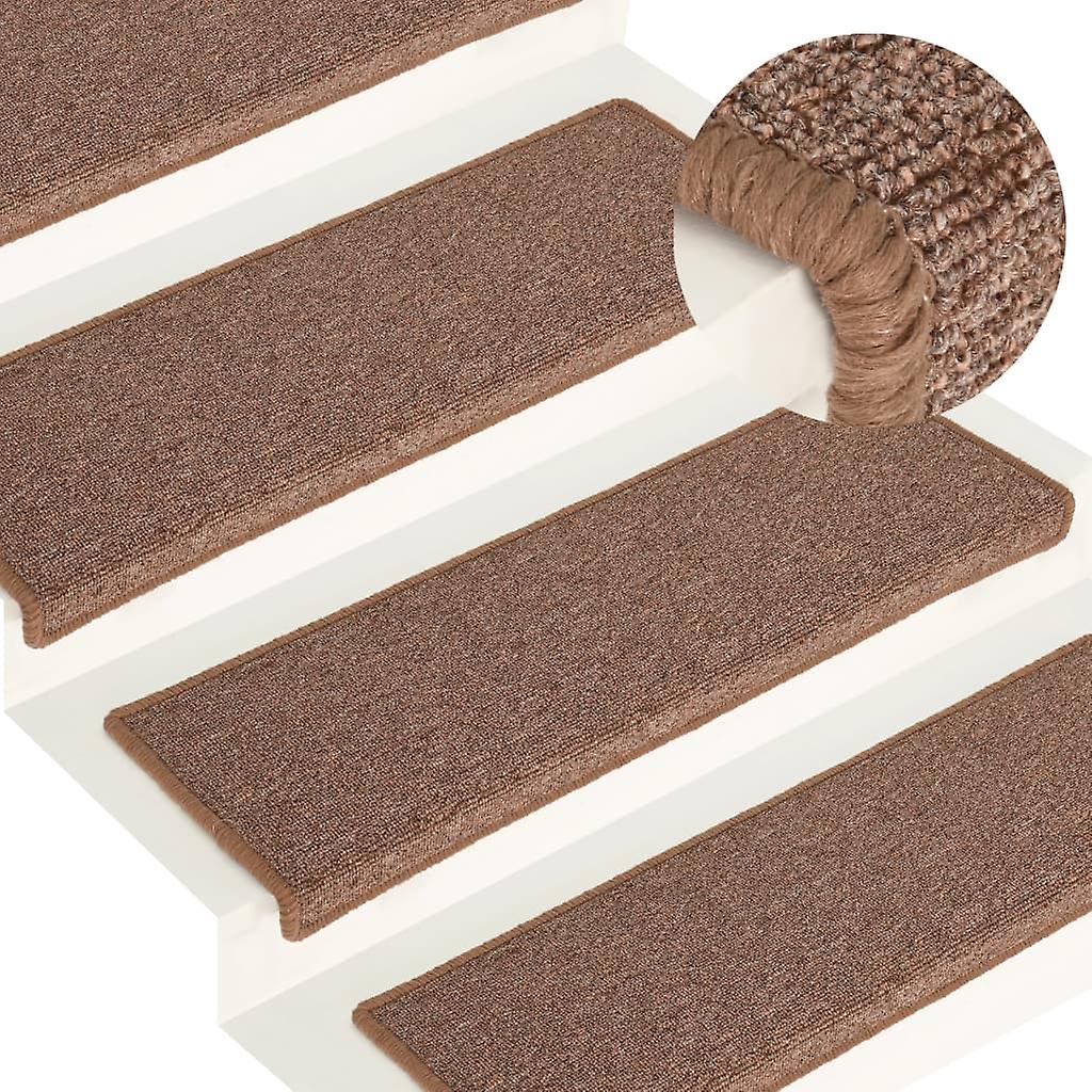 Step mats 15 pcs. 65x21x4 cm Brown Rectangular edge