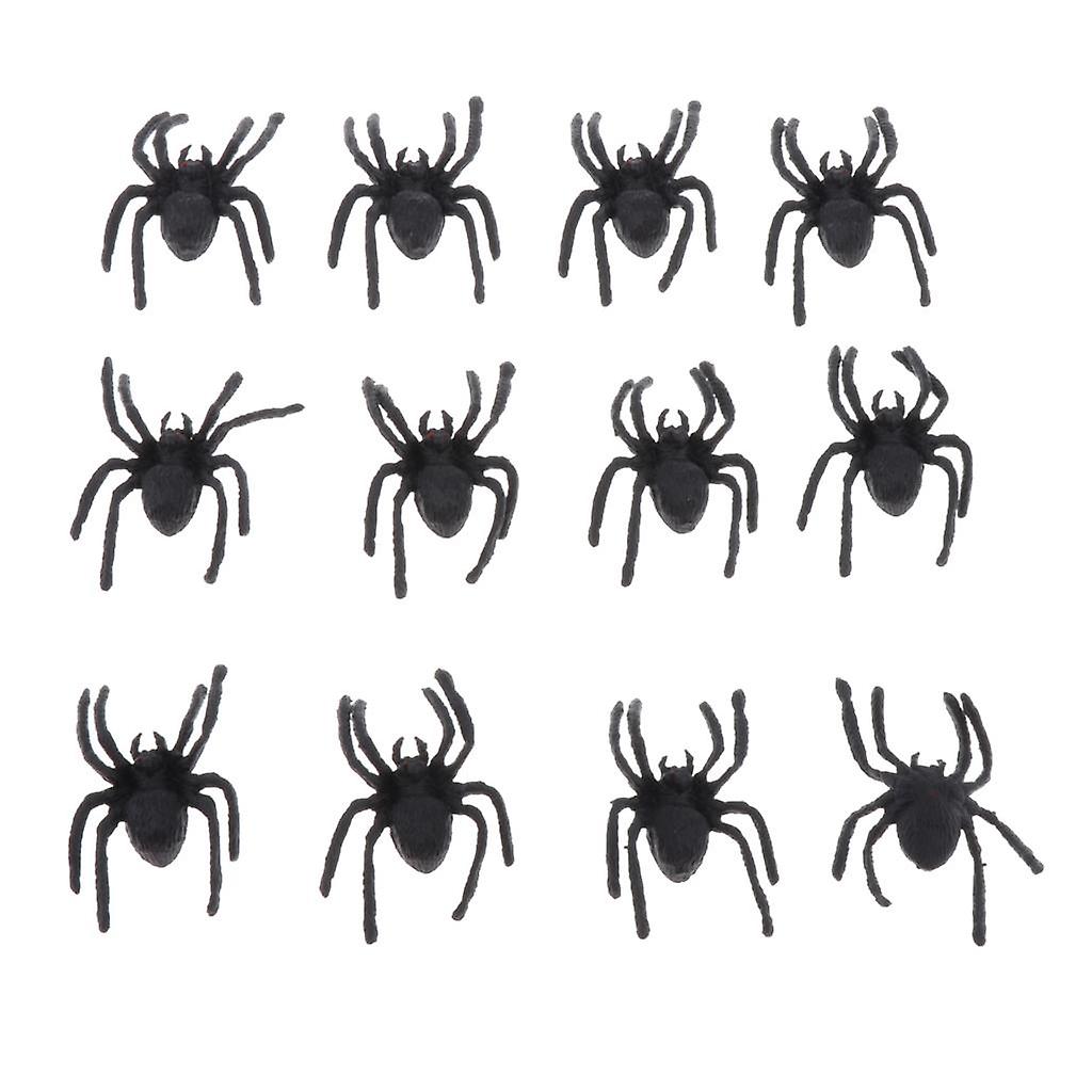 Plastic Insect Animal Model Figures Simulation Toys Black Spider 12pcs