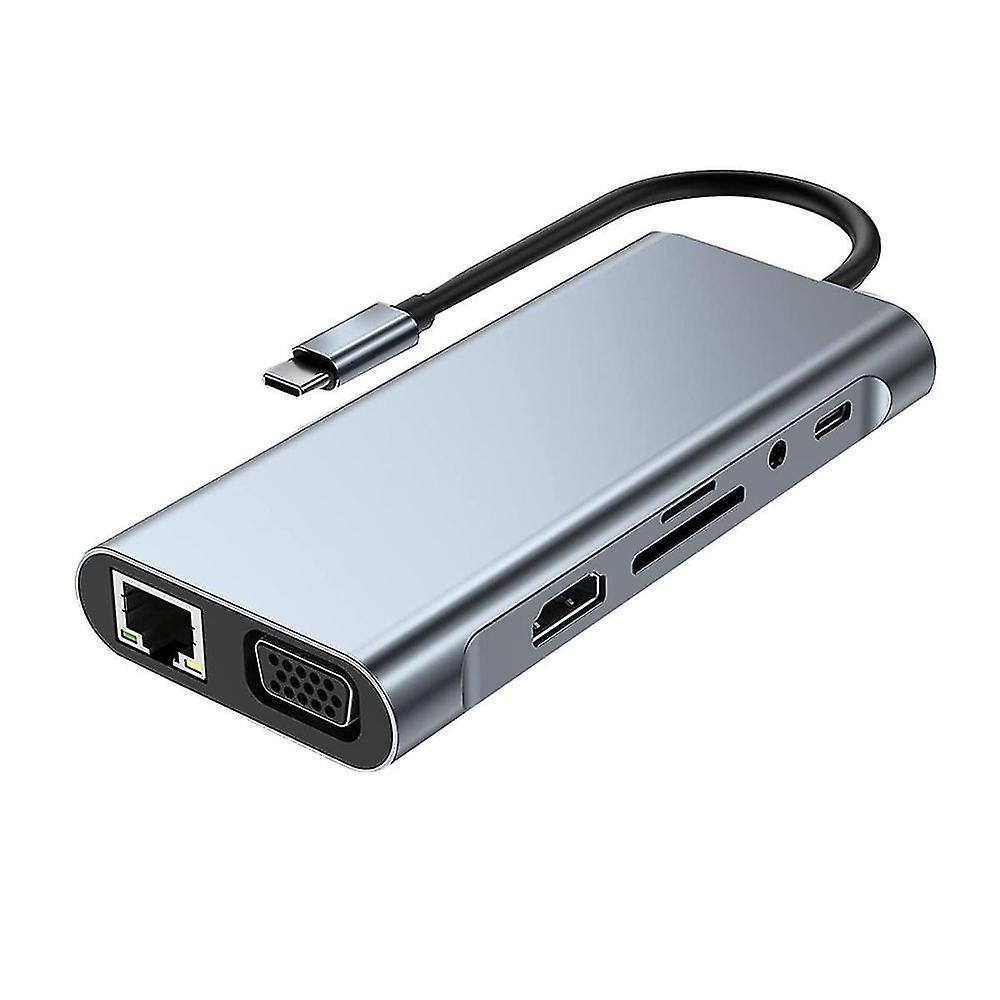 11 In 1 Usb C Hub Dock Station With 4k -compatible, Vga, Usb3.0, Rj45 Ethernet, Sd/tf Card Reader F