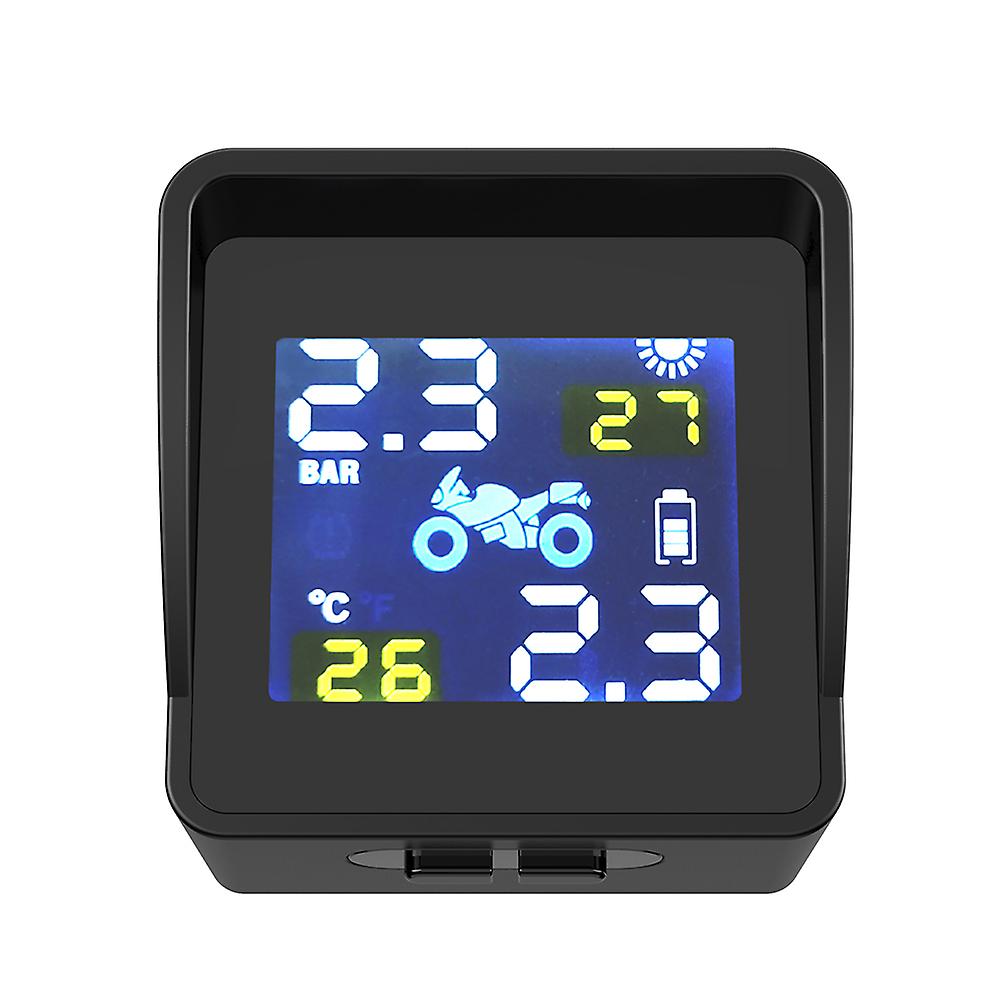 Solar W-ireless Motorcycle Tire Pressure Monitoring System Lcd Intelligent External Sensor Realtime Monitor