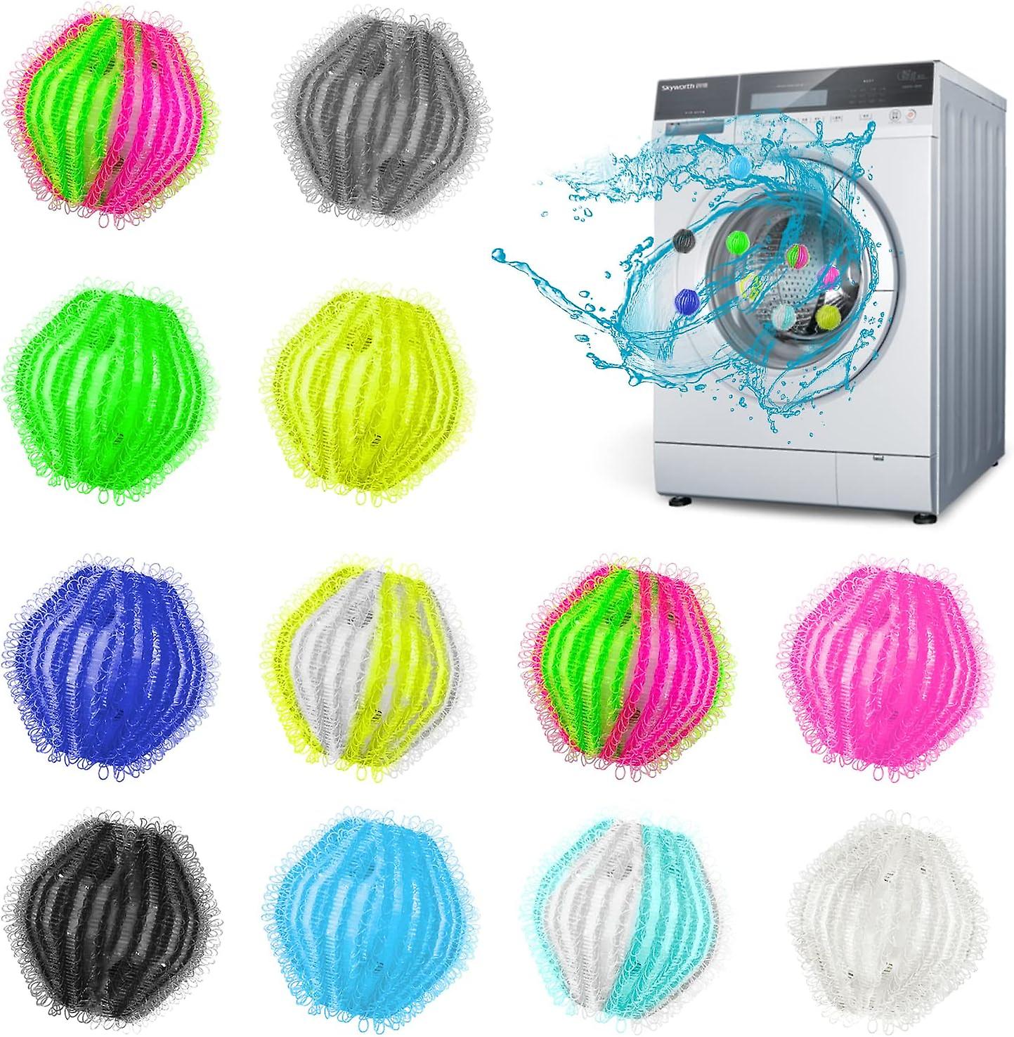 12 יחידות כדורי כביסה ניילון, מכונת כביסה לשימוש חוזר מסנני מוך מסיר שיער צף נגד סחרור חיות מחמד מכונות כביסה לוכד שיער לחיות מחמד עבור L