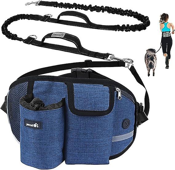 Dog Leash Hands Free Dog Leash Up To 110kg Shock Absorption, Comfortable, Reflective Stitching, Ideal For Running, Jogging And Walking (blue)