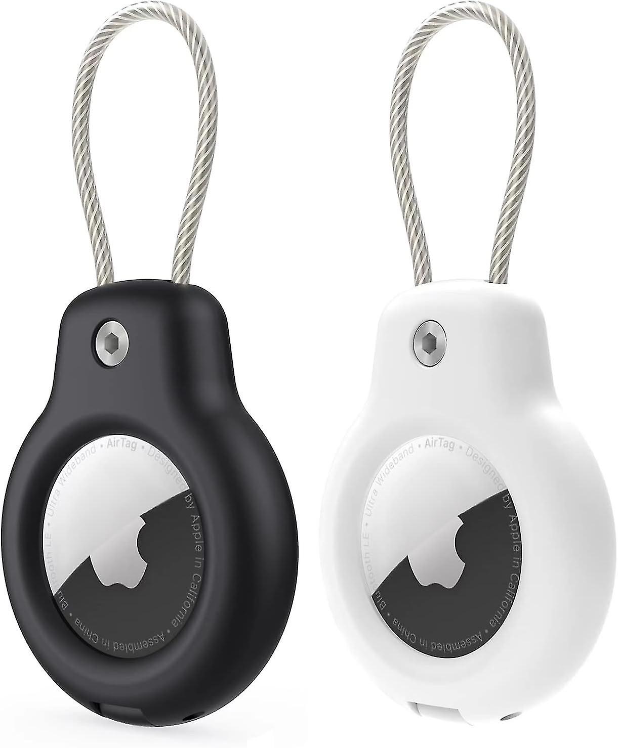 Compatible With Apple Airtag Secure Holder With Wire Cable, Air Tag Lock Case Keychain Key Ring Luggage Tag For Keys, Luggage