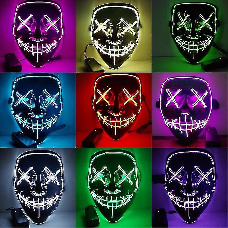 Led Glow Mask El Wire Light Up The Purge Movie Costume Light Halloween Party