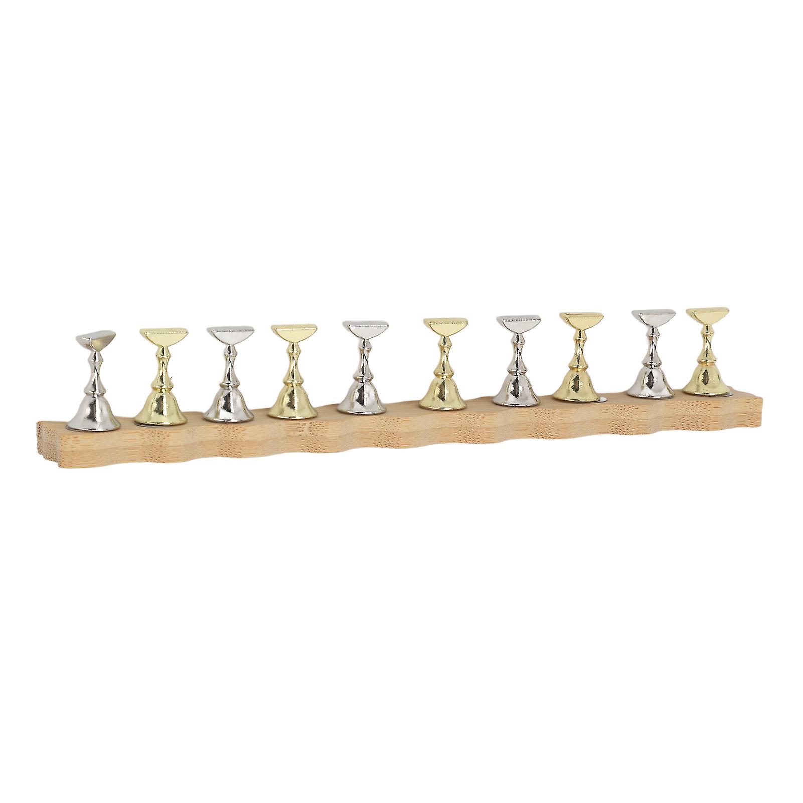 Nail Display Stand Manicure Tool Wave Edge Wooden Base Magnetic Nail Practice Stand with 10pcs Stands
