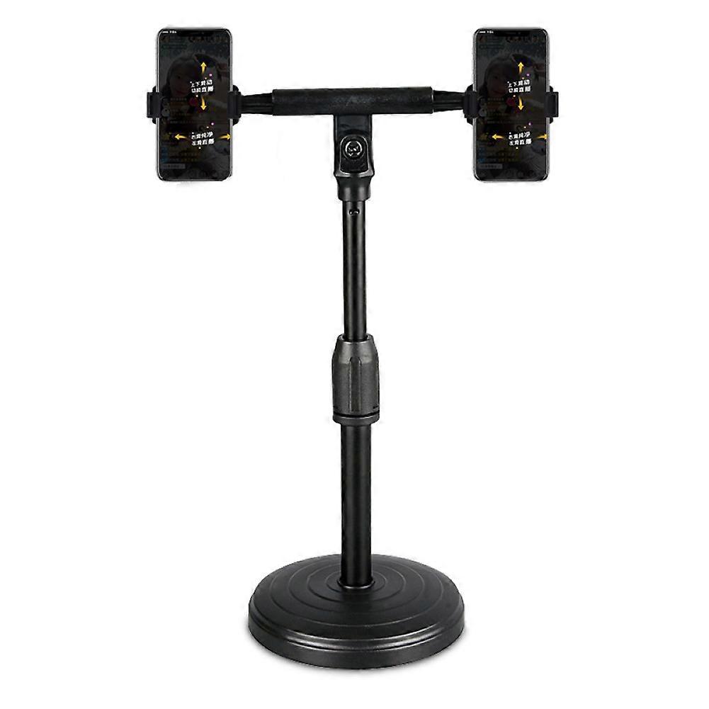 Cremlank Supporto per doppio dispositivo regolabile Supporto per telefono per streaming live con base Nero