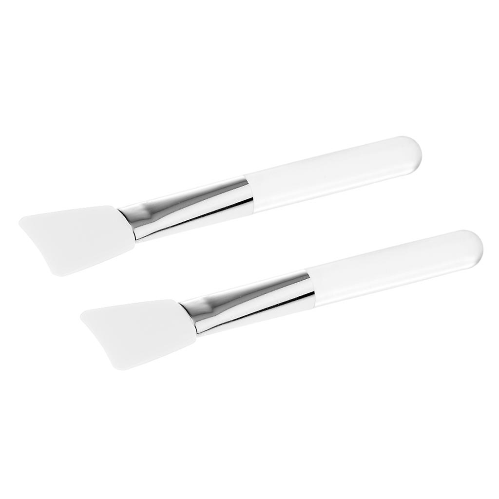 2Pcs Soft Silicone Facial Mask Mud Mixing Brushes Clear Handle Yellow