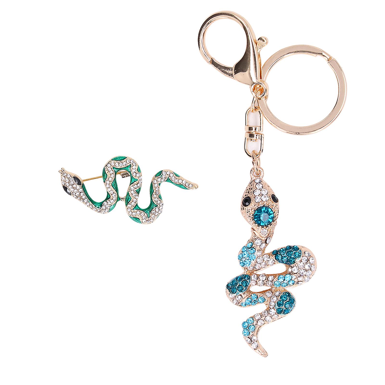 Snake Brooch Exquisite Design Premium Alloy Sturdy Durable Wear Resistant Wide Application Women Brooch with Keychain