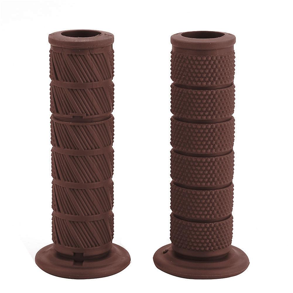 22mm Universal Vintage Motorcycle Handlebar Grips with Diagonal Design and Handle Bar Ends Red Brown Durable Comfortable