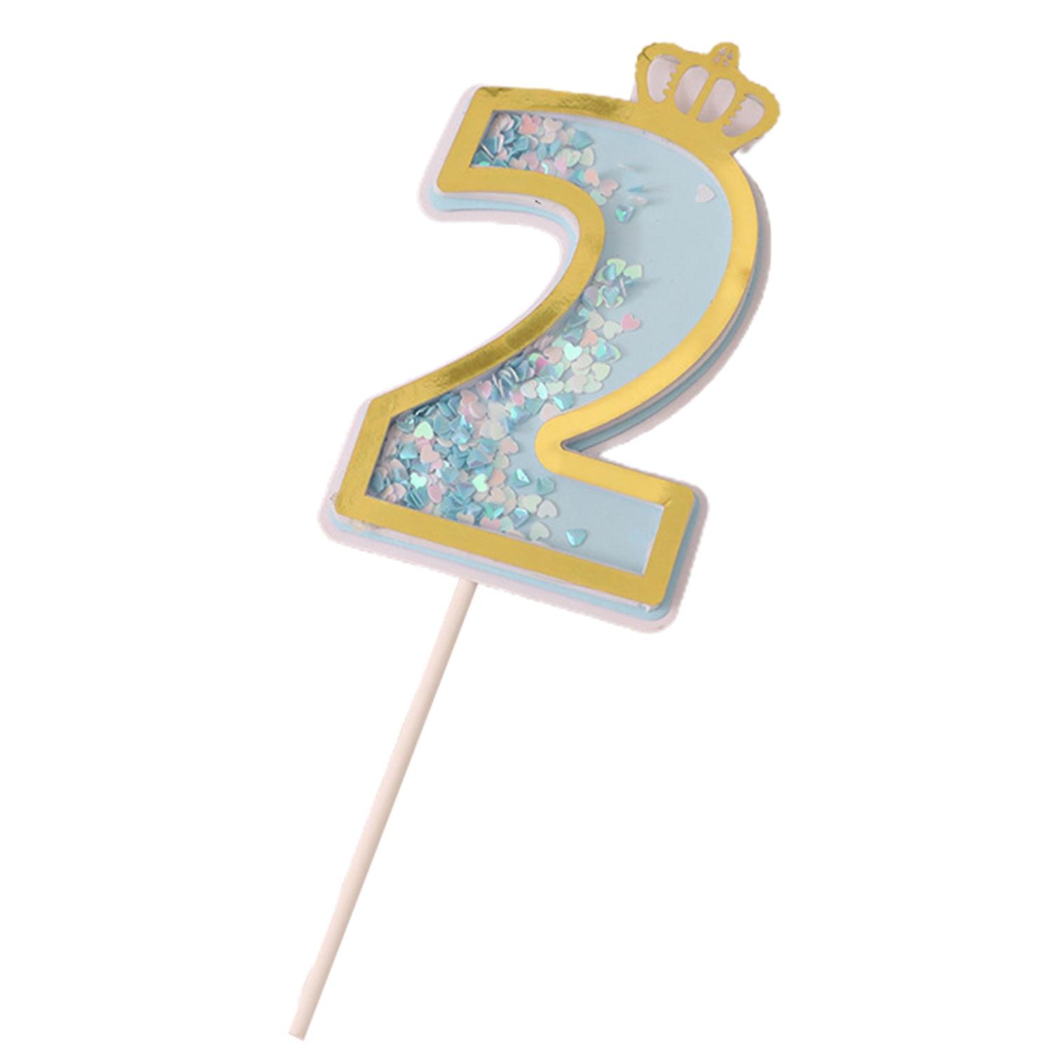 0-9 Number Cake Topper Glittery Adorable Sequins Digital Birthday Cake Insert Cards Party Supplies