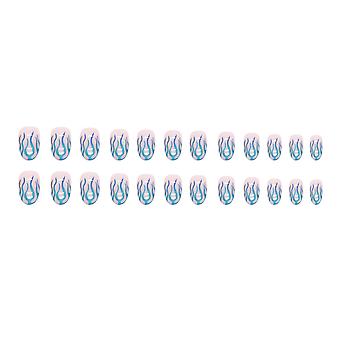 24st Fake Nail för kvinnor Mandel Full Cover Avtagbar Flamma Mönster Nagelspetsar För Handdekoration Nagelkonst