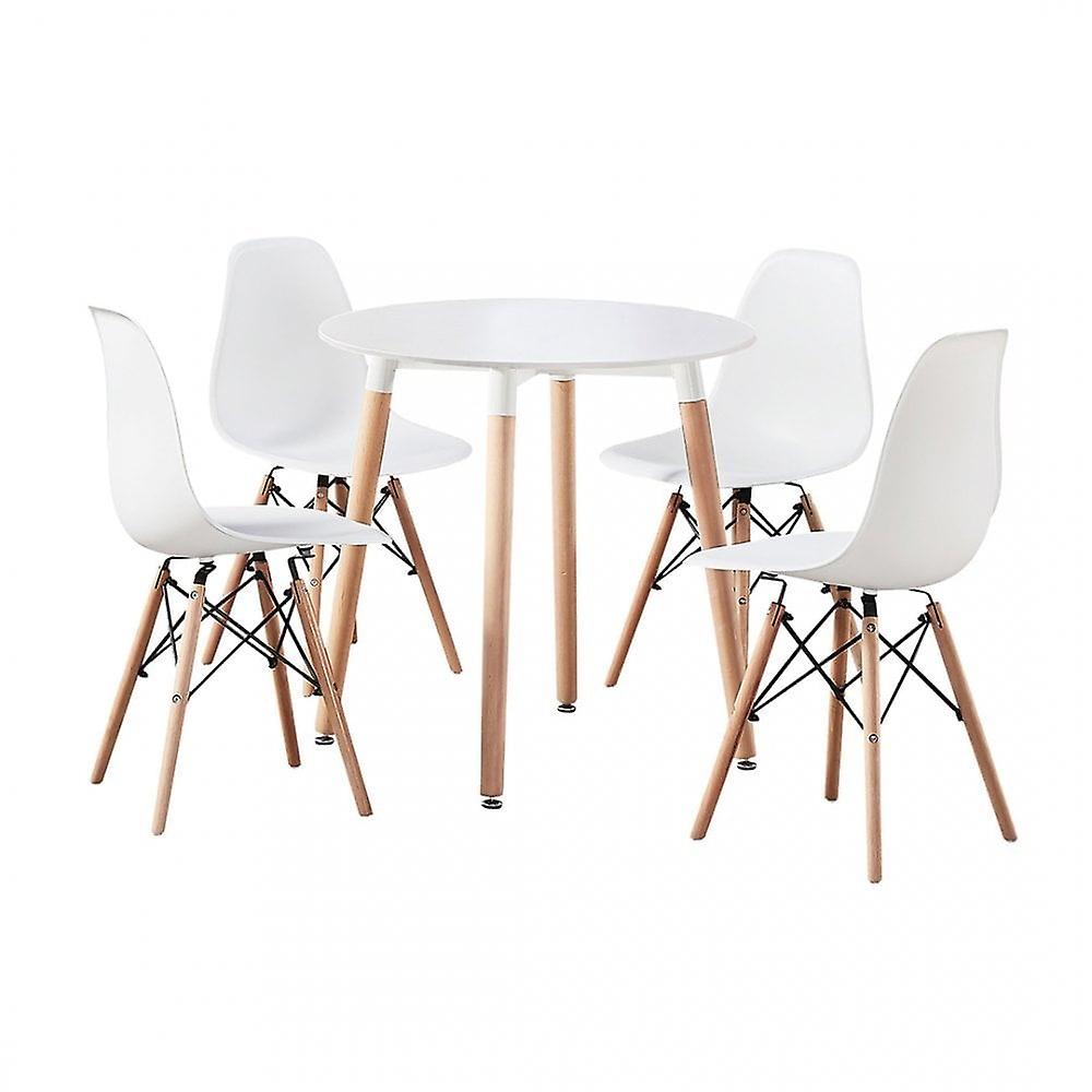 Sofiya Eiffel Halo Dining - A Round Table & 4 Modern Chairs