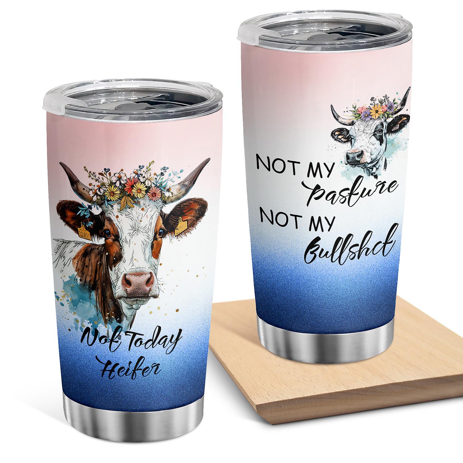 Oasisdream Heifer Stainless Steel Double Wall Vacuum Insulated 20oz Tumbler with Lid