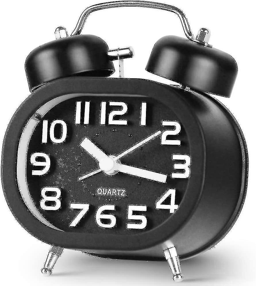 Alarm Clock Battery Powered Double Bell Retro Vintage Silent No Tick Bedside Clock Loud Alarm Clock With Bedroom