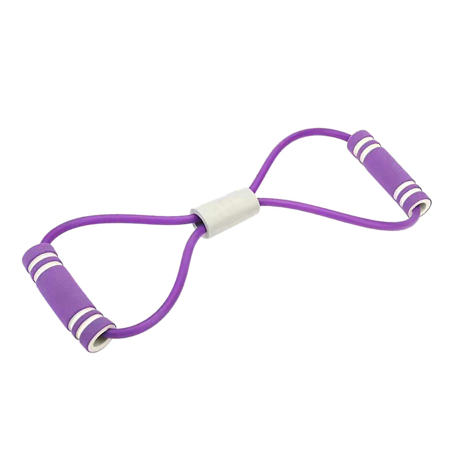 Figure 8 Puller Adjustable Length 8 Shaped Resistance Bands Elastic Fitness Pulling Rope for Arm and Shoulder Stretch Purple
