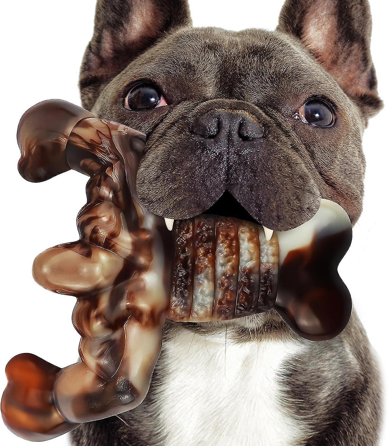 Dog Chew Toys for Aggressive Chewers Indestructible Dog Toys,Bacon Flavored, Tough Dog Bone Durable Dog Toys for Medium/Large Breed Dogs, Best Extreme