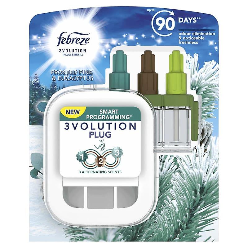 Febreze 3Volution Plugin Starter Unit/Kit & 20ml Refill - Frosted Pine & Eucalyptus